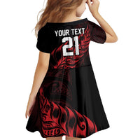 New Zealand Lawn Bowls Custom Family Matching Off Shoulder Maxi Dress and Hawaiian Shirt Red Maori Warrior Tribal Silver Fern LT9 - Polynesian Pride