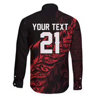 New Zealand Lawn Bowls Custom Family Matching Off Shoulder Maxi Dress and Hawaiian Shirt Red Maori Warrior Tribal Silver Fern - Polynesian Pride