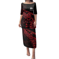 New Zealand Lawn Bowls Custom Family Matching Puletasi and Hawaiian Shirt Red Maori Warrior Tribal Silver Fern LT9 Mom's Dress Red - Polynesian Pride