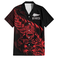 New Zealand Lawn Bowls Custom Family Matching Short Sleeve Bodycon Dress and Hawaiian Shirt Red Maori Warrior Tribal Silver Fern LT9 Dad's Shirt - Short Sleeve Red - Polynesian Pride