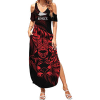 New Zealand Lawn Bowls Custom Family Matching Summer Maxi Dress and Hawaiian Shirt Red Maori Warrior Tribal Silver Fern LT9 Mom's Dress Red - Polynesian Pride