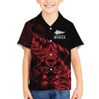 New Zealand Lawn Bowls Custom Family Matching Tank Maxi Dress and Hawaiian Shirt Red Maori Warrior Tribal Silver Fern LT9 Son's Shirt Red - Polynesian Pride
