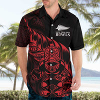 New Zealand Lawn Bowls Custom Hawaiian Shirt Red Maori Warrior Tribal Silver Fern - Polynesian Pride