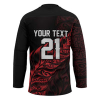 New Zealand Lawn Bowls Custom Hockey Jersey Red Maori Warrior Tribal Silver Fern - Polynesian Pride