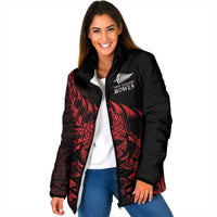 New Zealand Lawn Bowls Custom Padded Jacket Red Maori Warrior Tribal Silver Fern - Polynesian Pride