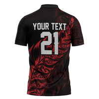 New Zealand Lawn Bowls Custom Zipper Polo Shirt Red Maori Warrior Tribal Silver Fern LT9 - Polynesian Pride