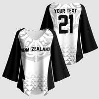 World Football 2026 New Zealand Custom Kimono Sleeve Blouse All White Fern Maori Tribal LT9 - Polynesian Pride