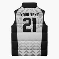 World Football 2026 New Zealand Custom Sleeveless Puffer Jacket All White Fern Maori Tribal LT9 - Polynesian Pride