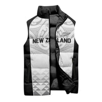 World Football 2026 New Zealand Custom Sleeveless Puffer Jacket All White Fern Maori Tribal LT9 - Polynesian Pride