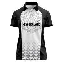 World Football 2026 New Zealand Custom Women Polo Shirt All White Fern Maori Tribal LT9 Female White - Polynesian Pride