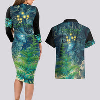 New Zealand Matariki Waipuna-a-rangi Couples Matching Long Sleeve Bodycon Dress and Hawaiian Shirt He Roimata o Rangi LT9 - Polynesian Pride