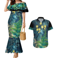 New Zealand Matariki Waipuna-a-rangi Couples Matching Mermaid Dress and Hawaiian Shirt He Roimata o Rangi LT9 Black - Polynesian Pride