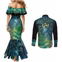 New Zealand Matariki Waipuna-a-rangi Couples Matching Mermaid Dress and Long Sleeve Button Shirt He Roimata o Rangi LT9 - Polynesian Pride
