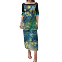 New Zealand Matariki Waipuna-a-rangi Puletasi He Roimata o Rangi LT9 Long Dress Black - Polynesian Pride