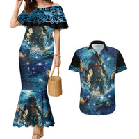 New Zealand Matariki Waita Couples Matching Mermaid Dress and Hawaiian Shirt The Way Of The Water LT9 Black - Polynesian Pride