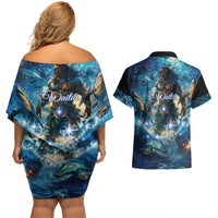 New Zealand Matariki Waita Couples Matching Off Shoulder Short Dress and Hawaiian Shirt The Way Of The Water LT9 - Polynesian Pride