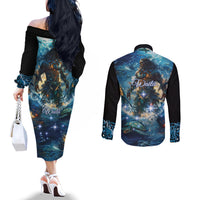 New Zealand Matariki Waita Couples Matching Off The Shoulder Long Sleeve Dress and Long Sleeve Button Shirt The Way Of The Water LT9 - Polynesian Pride