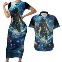 New Zealand Matariki Waita Couples Matching Short Sleeve Bodycon Dress and Hawaiian Shirt The Way Of The Water LT9 Black - Polynesian Pride