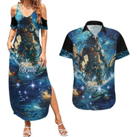 New Zealand Matariki Waita Couples Matching Summer Maxi Dress and Hawaiian Shirt The Way Of The Water LT9 Black - Polynesian Pride