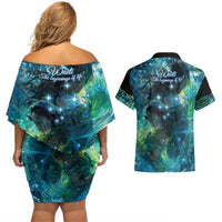 New Zealand Matariki Waiti Couples Matching Off Shoulder Short Dress and Hawaiian Shirt The Beginnings Of Life LT9 - Polynesian Pride