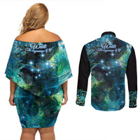 New Zealand Matariki Waiti Couples Matching Off Shoulder Short Dress and Long Sleeve Button Shirt The Beginnings Of Life LT9 - Polynesian Pride