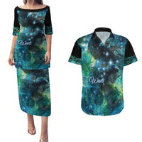 New Zealand Matariki Waiti Couples Matching Puletasi and Hawaiian Shirt The Beginnings Of Life LT9 Black - Polynesian Pride