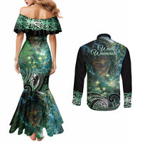 New Zealand Matariki Waiti Couples Matching Mermaid Dress and Long Sleeve Button Shirt Waimori and The Origin Of Life LT9 - Polynesian Pride