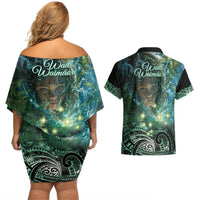New Zealand Matariki Waiti Couples Matching Off Shoulder Short Dress and Hawaiian Shirt Waimori and The Origin Of Life LT9 - Polynesian Pride
