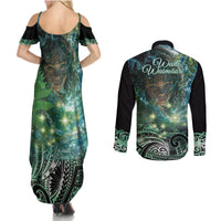 New Zealand Matariki Waiti Couples Matching Summer Maxi Dress and Long Sleeve Button Shirt Waimori and The Origin Of Life LT9 - Polynesian Pride