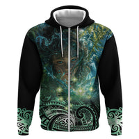 New Zealand Matariki Waiti Hoodie Waimori and The Origin Of Life LT9 Zip Hoodie Black - Polynesian Pride