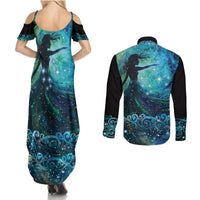 New Zealand Matariki Hiwa-i-te-rangi Couples Matching Summer Maxi Dress and Long Sleeve Button Shirt Titiro ki nga Whetu Wishing Star LT9 - Polynesian Pride