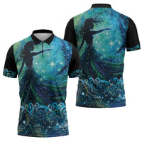 New Zealand Matariki Hiwa-i-te-rangi Zipper Polo Shirt Titiro ki nga Whetu Wishing Star - Polynesian Pride