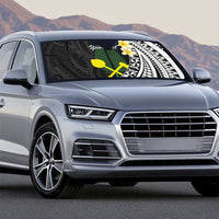 Alo Chiefdom Wallis and Futuna Personalized Auto Sun Shade Frangipani Flowers Polynesian Pattern - Polynesian Pride