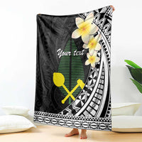 Alo Chiefdom Wallis and Futuna Personalized Blanket Frangipani Flowers Polynesian Pattern