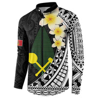 Alo Chiefdom Wallis and Futuna Personalized Button Sweatshirt Frangipani Flowers Polynesian Pattern
