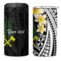 Alo Chiefdom Wallis and Futuna Personalized 4 in 1 Can Cooler Tumbler Frangipani Flowers Polynesian Pattern