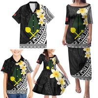 Alo Chiefdom Wallis and Futuna Personalized Family Matching Puletasi and Hawaiian Shirt Frangipani Flowers Polynesian Pattern