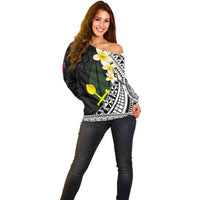 Alo Chiefdom Wallis and Futuna Personalized Off Shoulder Sweater Frangipani Flowers Polynesian Pattern