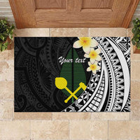 Alo Chiefdom Wallis and Futuna Personalized Rubber Doormat Frangipani Flowers Polynesian Pattern