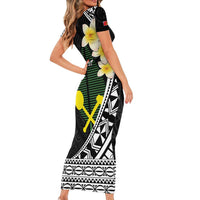 Alo Chiefdom Wallis and Futuna Personalized Short Sleeve Bodycon Dress Frangipani Flowers Polynesian Pattern