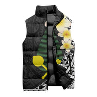 Alo Chiefdom Wallis and Futuna Personalized Sleeveless Puffer Jacket Frangipani Flowers Polynesian Pattern - Polynesian Pride