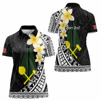Alo Chiefdom Wallis and Futuna Personalized Women Polo Shirt Frangipani Flowers Polynesian Pattern