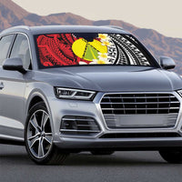 Sigave Chiefdom Wallis and Futuna Personalized Auto Sun Shade Frangipani Flowers Polynesian Pattern - Polynesian Pride