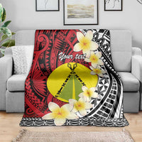 Sigave Chiefdom Wallis and Futuna Personalized Blanket Frangipani Flowers Polynesian Pattern