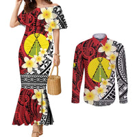 Sigave Chiefdom Wallis and Futuna Personalized Couples Matching Mermaid Dress and Long Sleeve Button Shirt Frangipani Flowers Polynesian Pattern