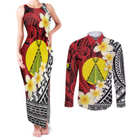 Sigave Chiefdom Wallis and Futuna Personalized Couples Matching Tank Maxi Dress and Long Sleeve Button Shirt Frangipani Flowers Polynesian Pattern