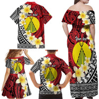 Sigave Chiefdom Wallis and Futuna Personalized Family Matching Off Shoulder Maxi Dress and Hawaiian Shirt Frangipani Flowers Polynesian Pattern