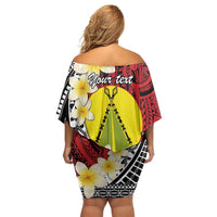 Sigave Chiefdom Wallis and Futuna Personalized Family Matching Off Shoulder Short Dress and Hawaiian Shirt Frangipani Flowers Polynesian Pattern