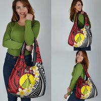 Sigave Chiefdom Wallis and Futuna Personalized Grocery Bag Frangipani Flowers Polynesian Pattern