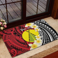Sigave Chiefdom Wallis and Futuna Personalized Rubber Doormat Frangipani Flowers Polynesian Pattern